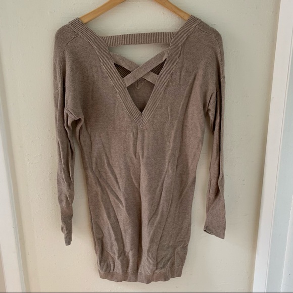 Strappy V Neck Sweater Dress - Picture 1 of 4